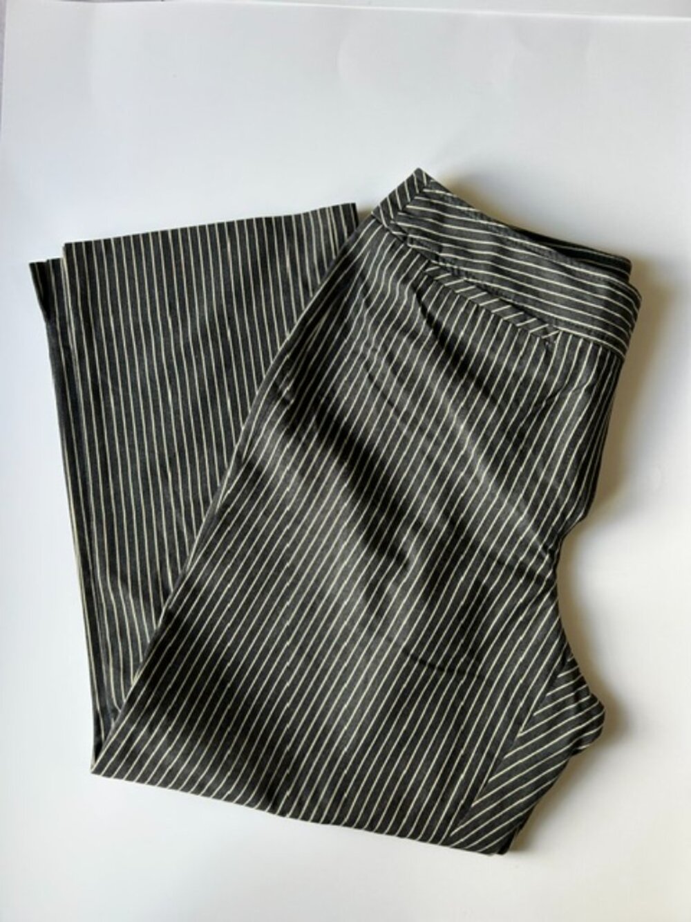 Vintage Louben Y2K Pinstripe Cropped Trousers Wide Leg Made in Canada Size 10